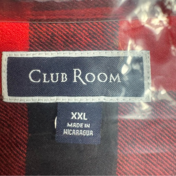 NWT. Club Room Shirt Men's XXL Red & Black Buffalo Plaid Flannel Long Sleeve - Picture 4 of 7